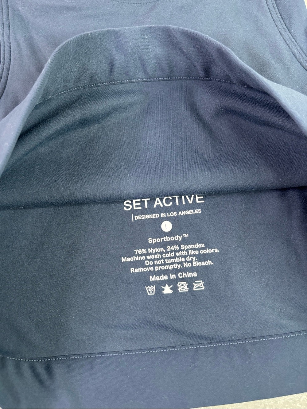 SET active high neck deep blue racerback long line sports bra L Athleisure gym - Picture 4 of 4